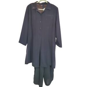 Venezia Black Button Down Pant Set Size 14/16